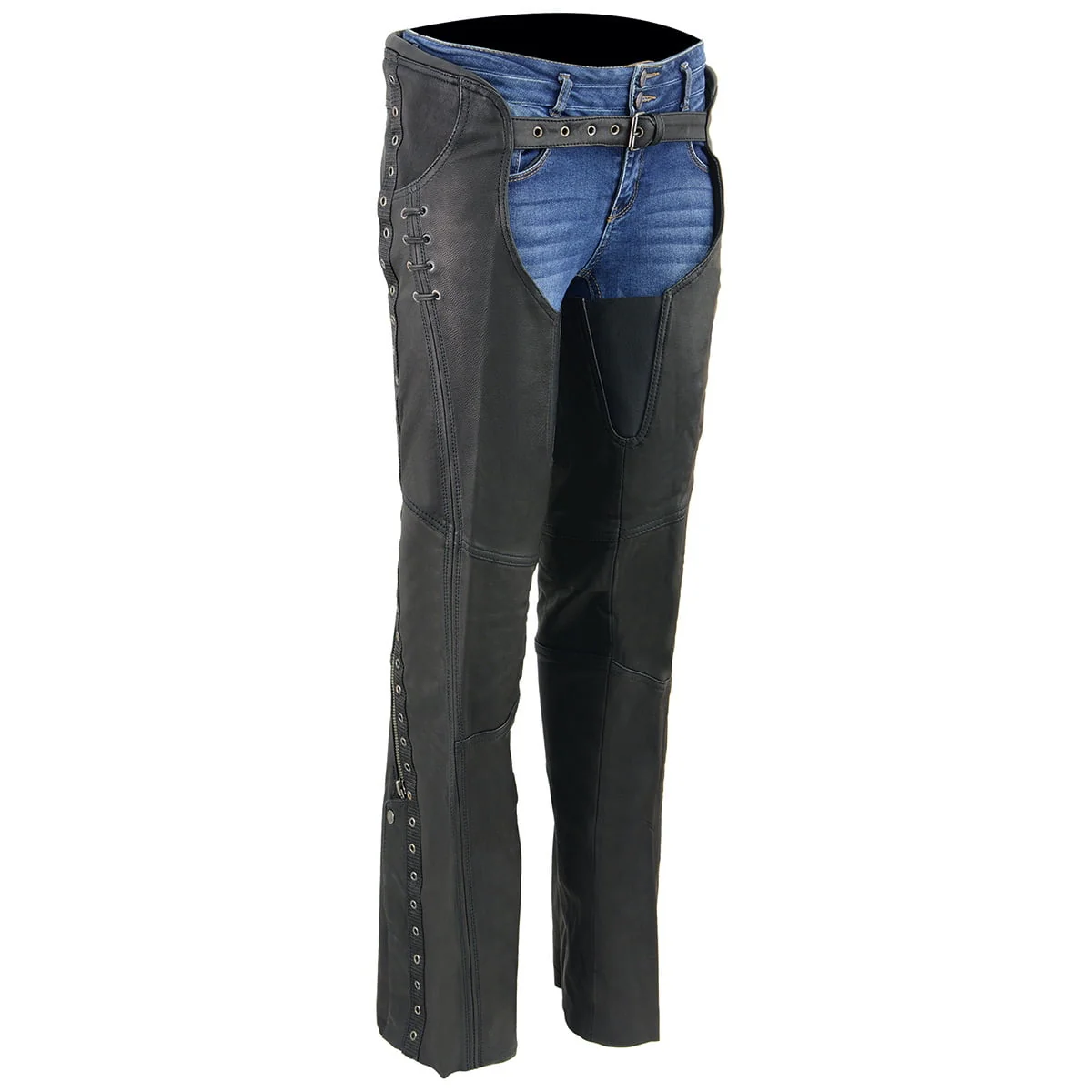 Milwaukee Leather Women's Black Lightweight Premium Goat Skin Leather Motorcycle Chaps w/ Accent Lacing -MLL6535 - Image 20