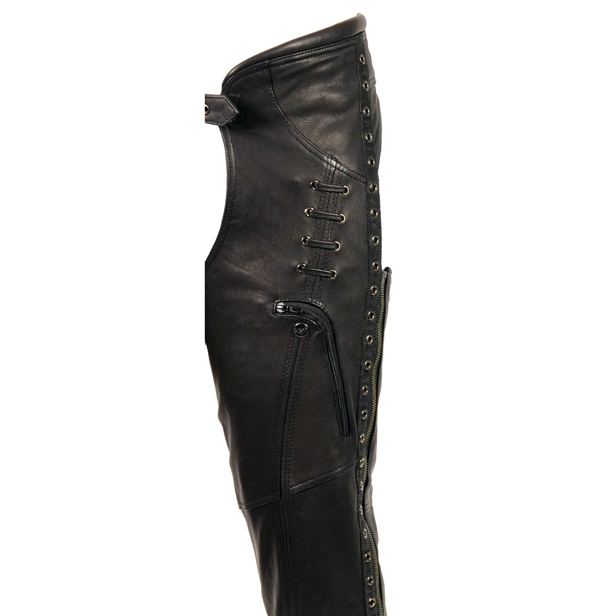 Milwaukee Leather Women's Black Lightweight Premium Goat Skin Leather Motorcycle Chaps w/ Accent Lacing -MLL6535 - Image 6