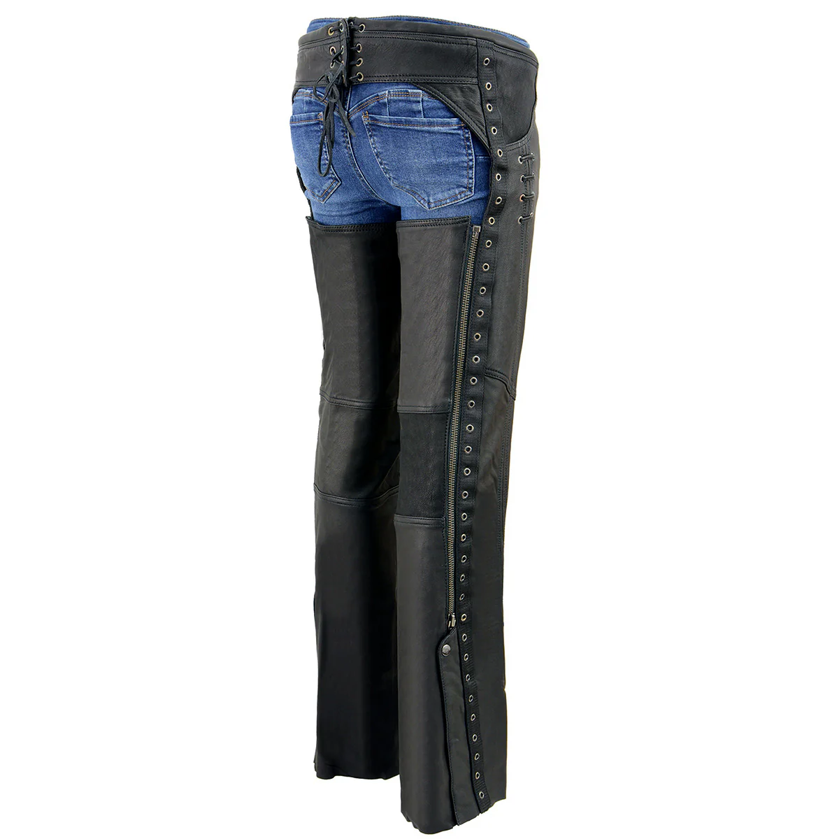 Milwaukee Leather Women's Black Lightweight Premium Goat Skin Leather Motorcycle Chaps w/ Accent Lacing -MLL6535 - Image 8