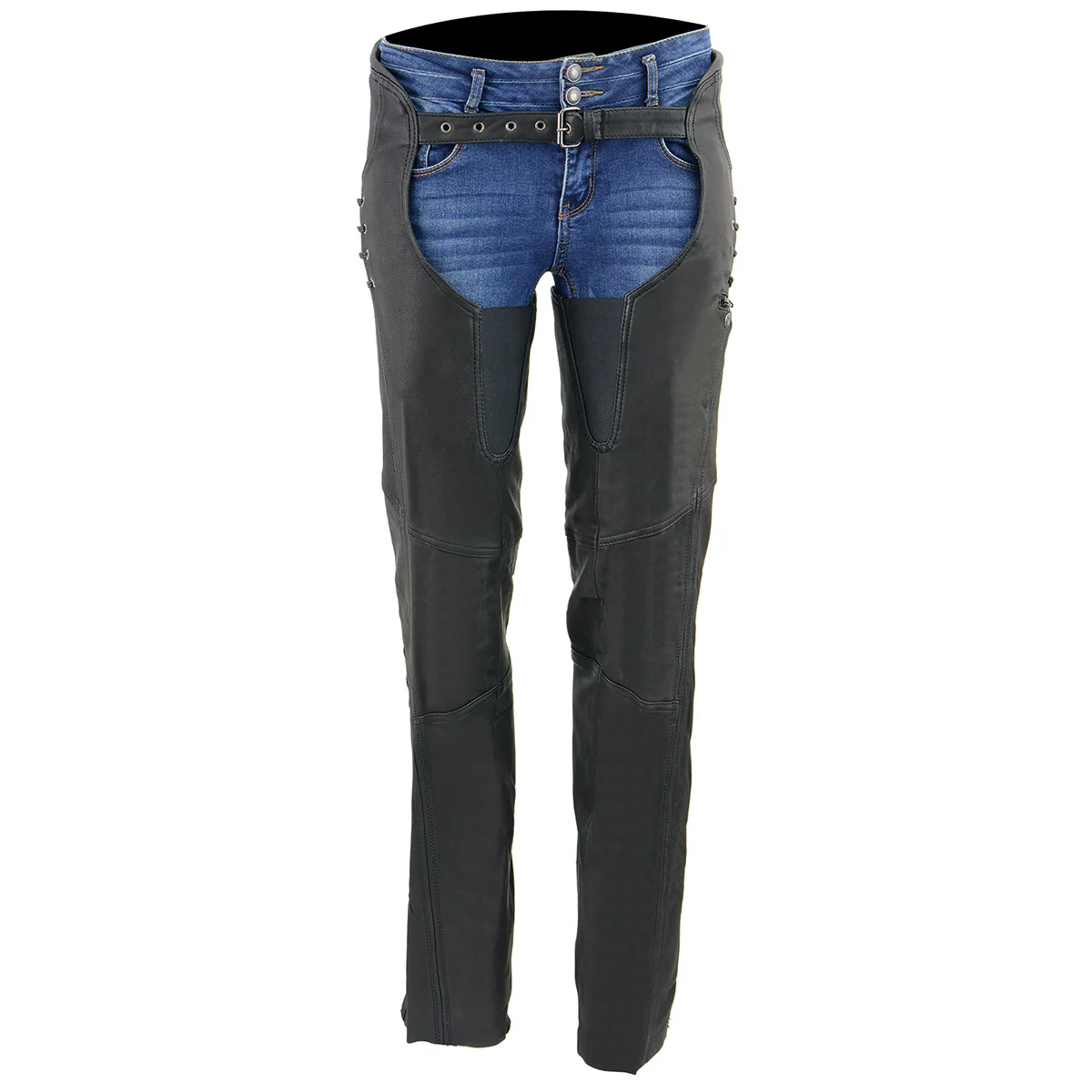 Milwaukee Leather Women's Black Lightweight Premium Goat Skin Leather Motorcycle Chaps w/ Accent Lacing -MLL6535 - Image 9