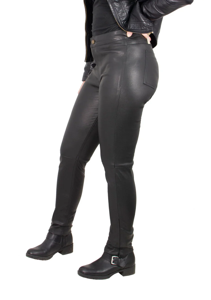Milwaukee Leather MLL6690 'Sandy' Women’s Black Lambskin Stretch Leather Pants - Image 10