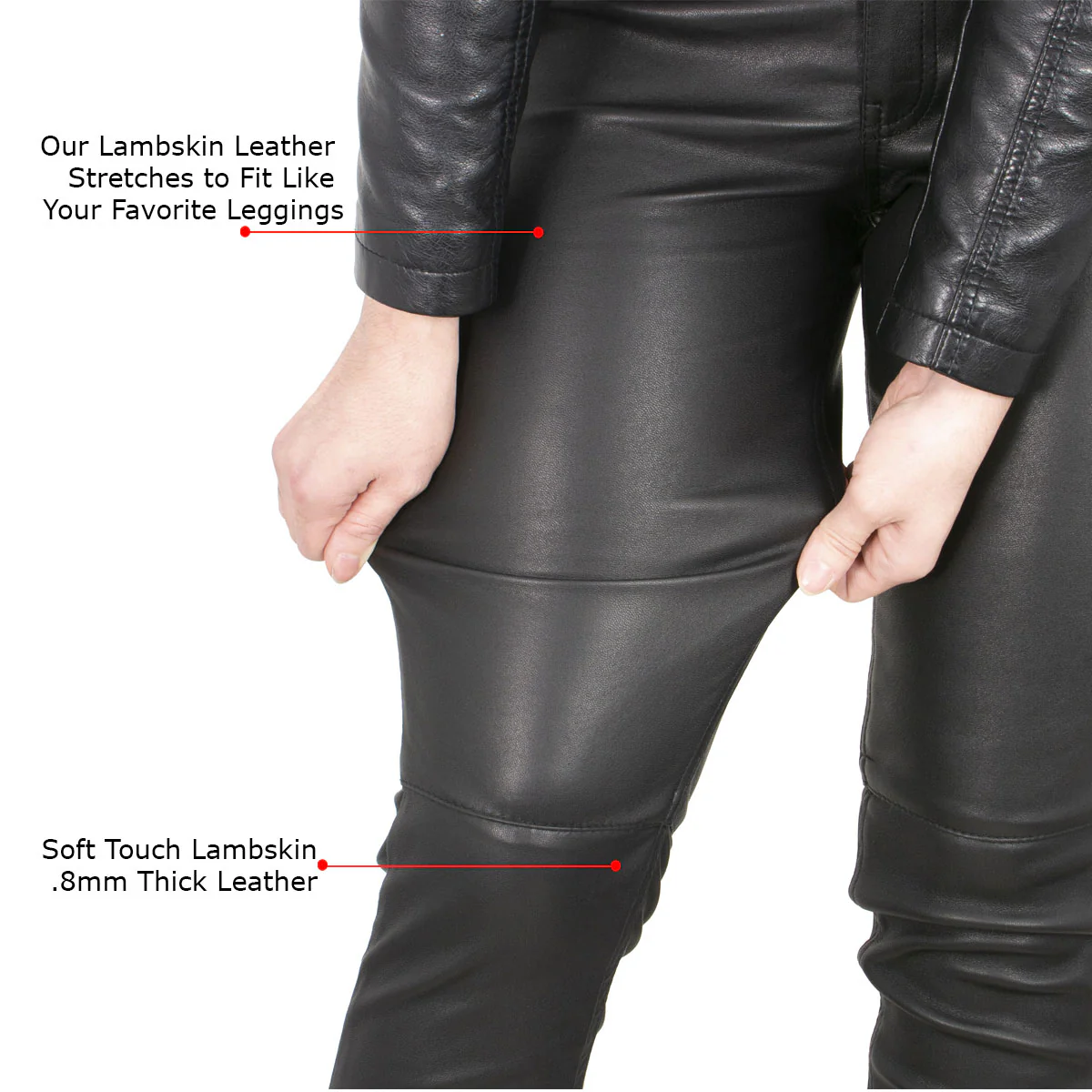 Milwaukee Leather MLL6690 'Sandy' Women’s Black Lambskin Stretch Leather Pants - Image 2