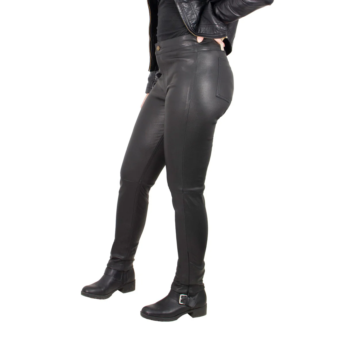 Milwaukee Leather MLL6690 'Sandy' Women’s Black Lambskin Stretch Leather Pants - Image 8