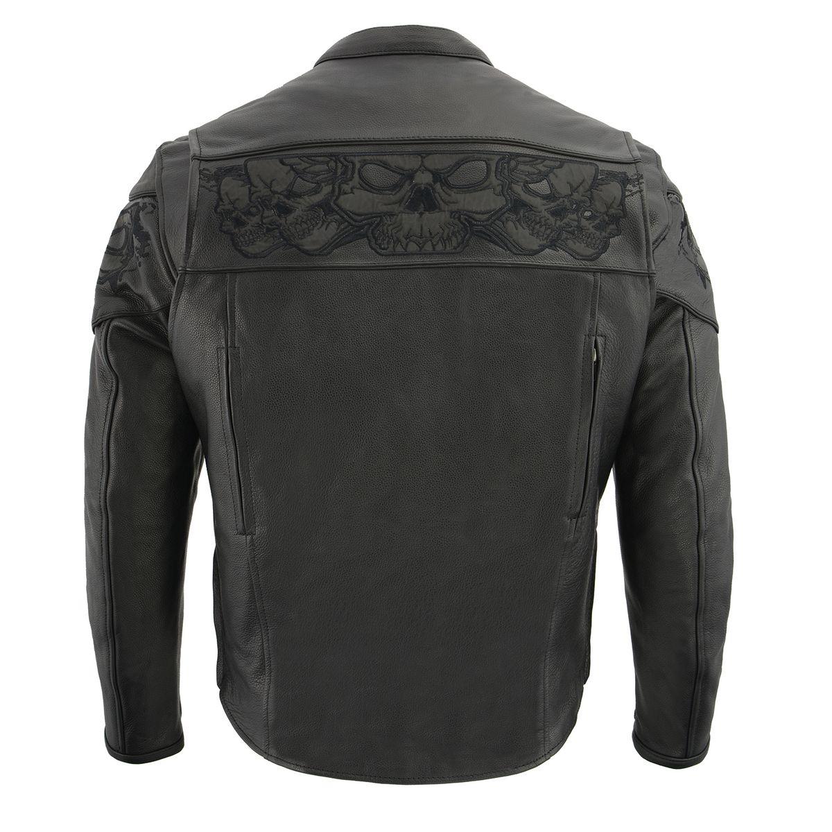 Milwaukee Leather MLM1501 Men's Reflective Skulls Premium Black Leather Motorcycle Jacket w/ Cool-Tec Treatement - Image 6
