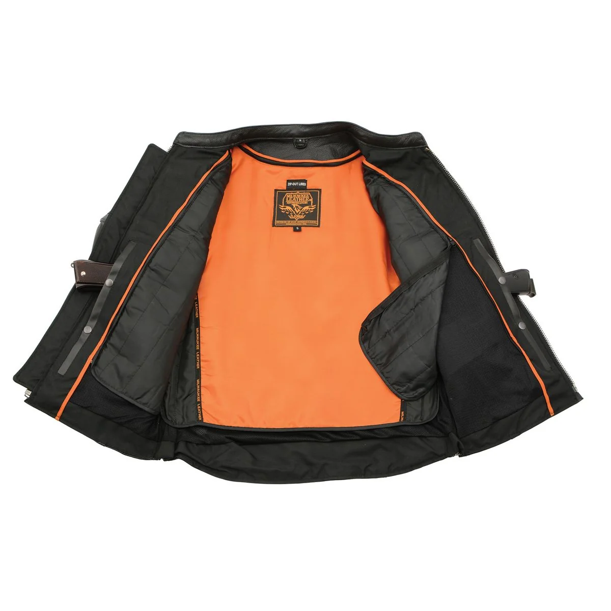 Milwaukee Leather MLM1501 Men's Reflective Skulls Premium Black Leather Motorcycle Jacket w/ Cool-Tec Treatement - Image 7