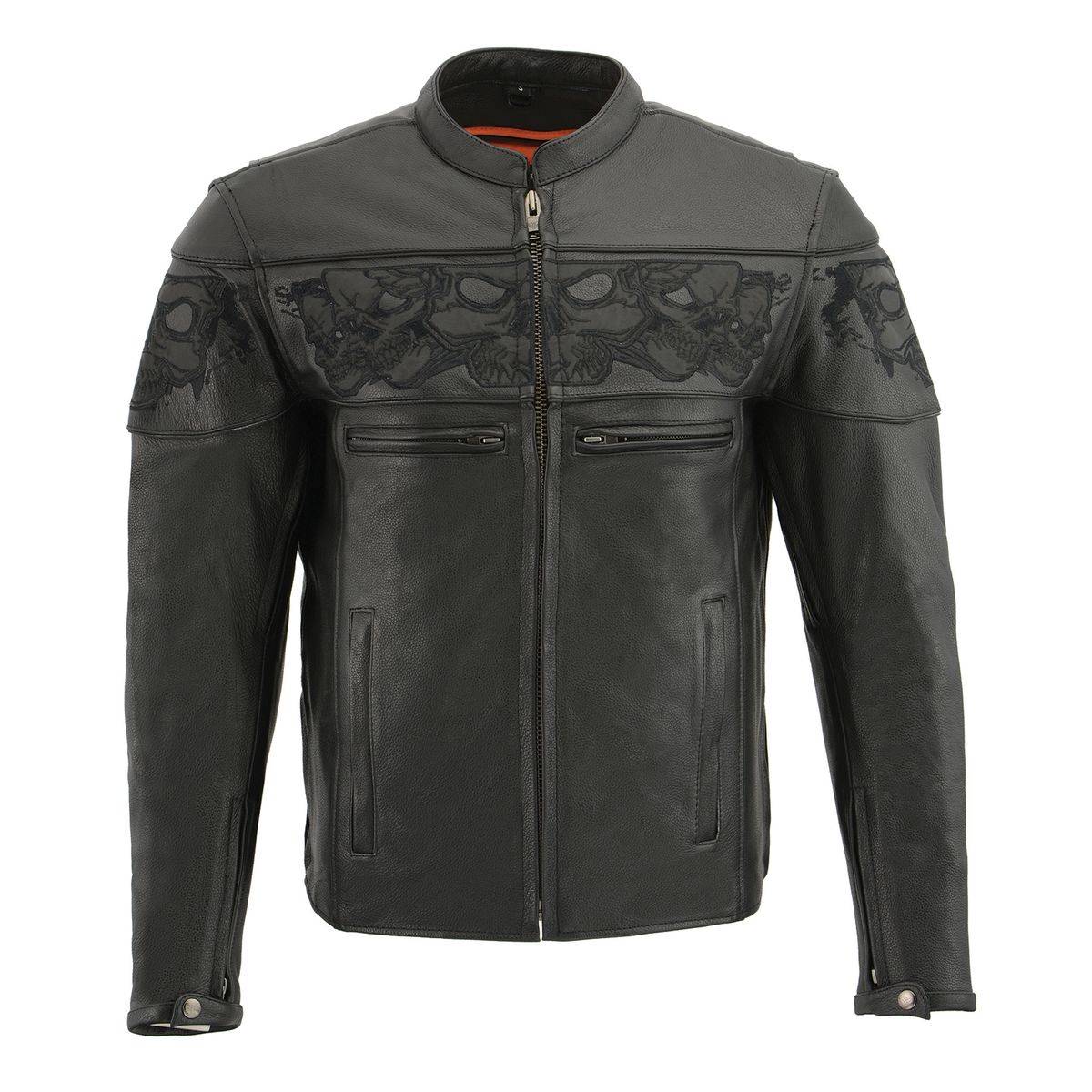 Milwaukee Leather MLM1501 Men's Reflective Skulls Premium Black Leather Motorcycle Jacket w/ Cool-Tec Treatement - Image 8