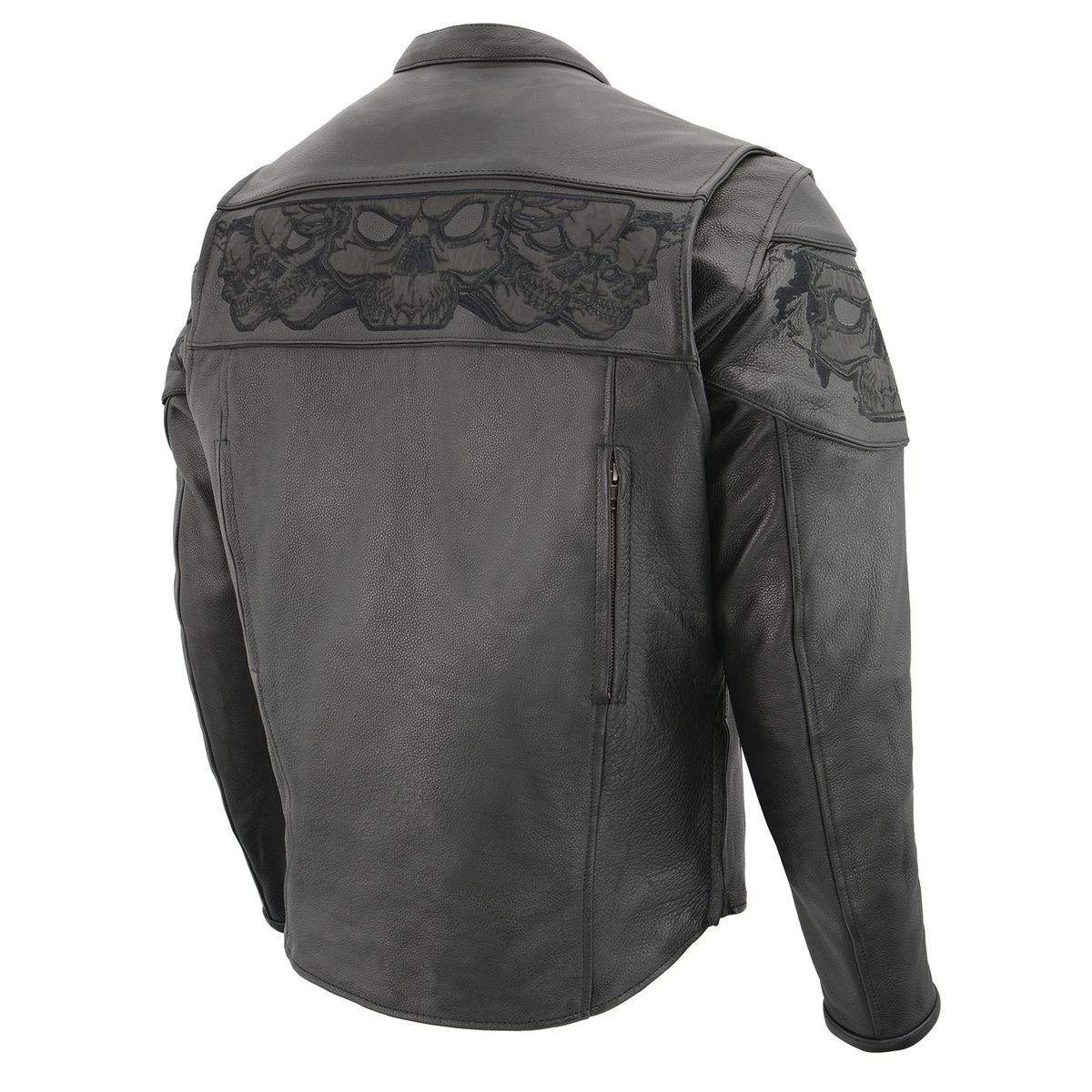 Milwaukee Leather MLM1501 Men's Reflective Skulls Premium Black Leather Motorcycle Jacket w/ Cool-Tec Treatement - Image 9