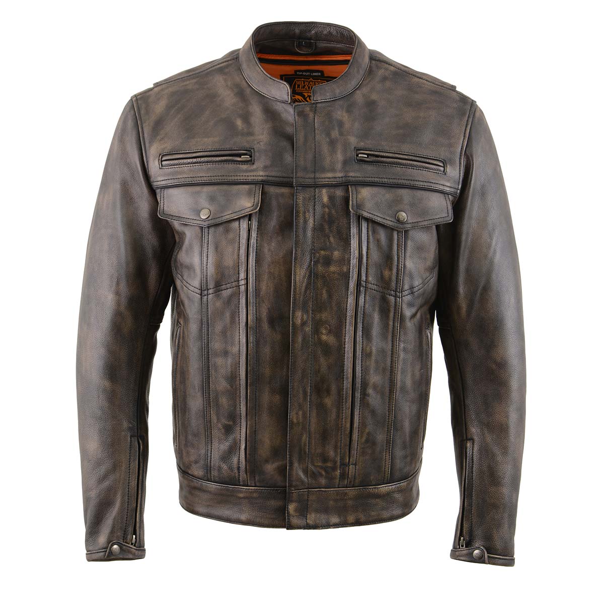 Milwaukee Leather MLM1508 Men's Distressed Brown Premium Leather Motorcycle Rider Jacket - Image 15