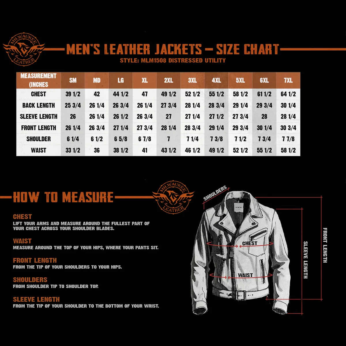 Milwaukee Leather MLM1508 Men's Distressed Brown Premium Leather Motorcycle Rider Jacket - Image 3