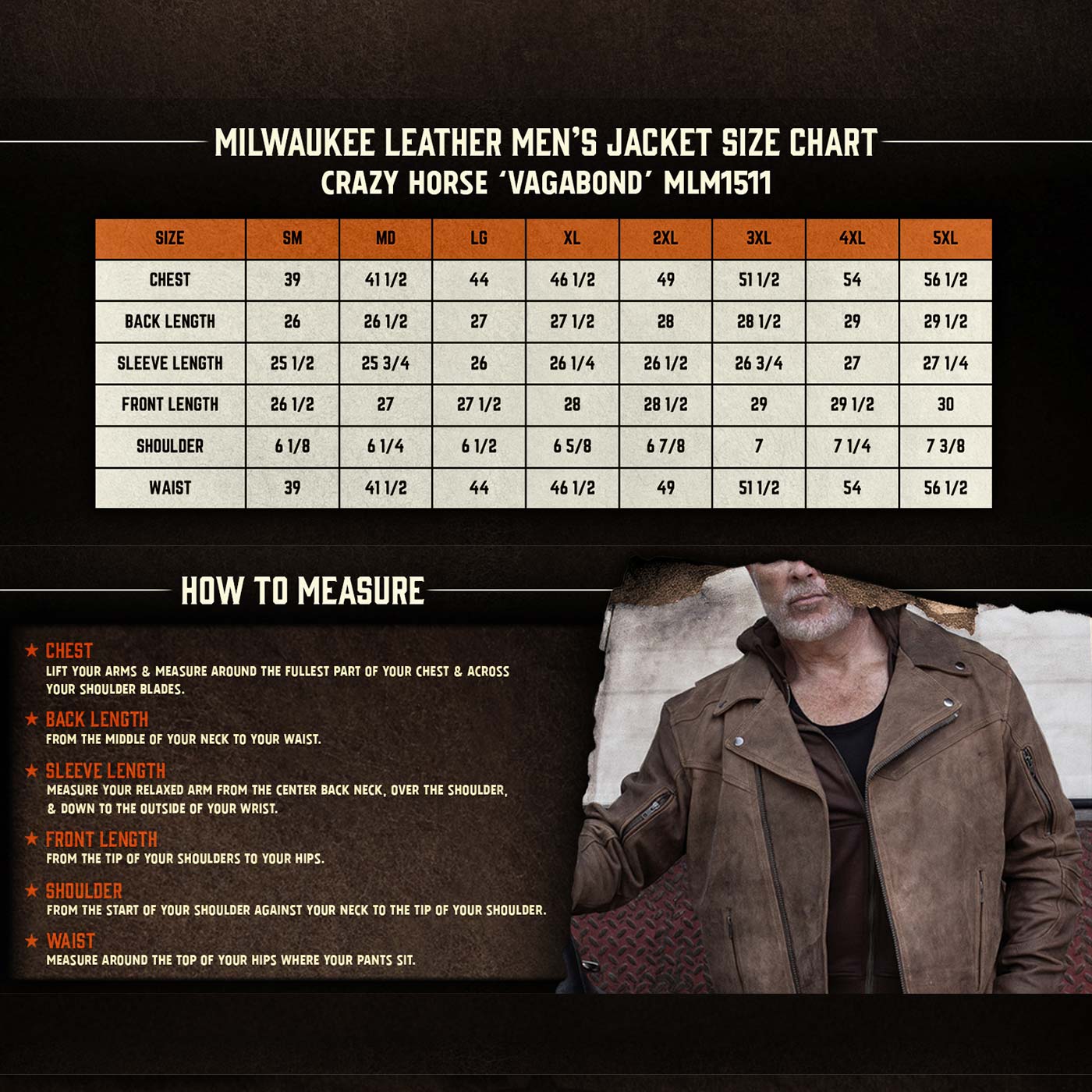 Milwaukee Leather MLM1511 Men's 'Vagabond' Vintage Crazy Horse' Brown Leather Jacket w/ Removable Hoodie - Image 3