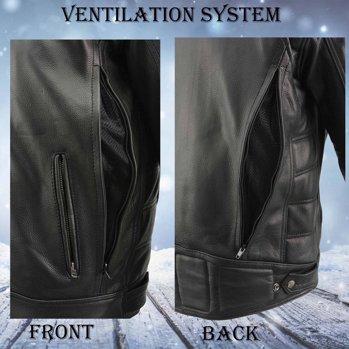 Milwaukee Leather MLM1514SET All Season Black Premium Leather Motorcycle Riders Jacket w/ Heated and Cool-Tec Technology - Image 10