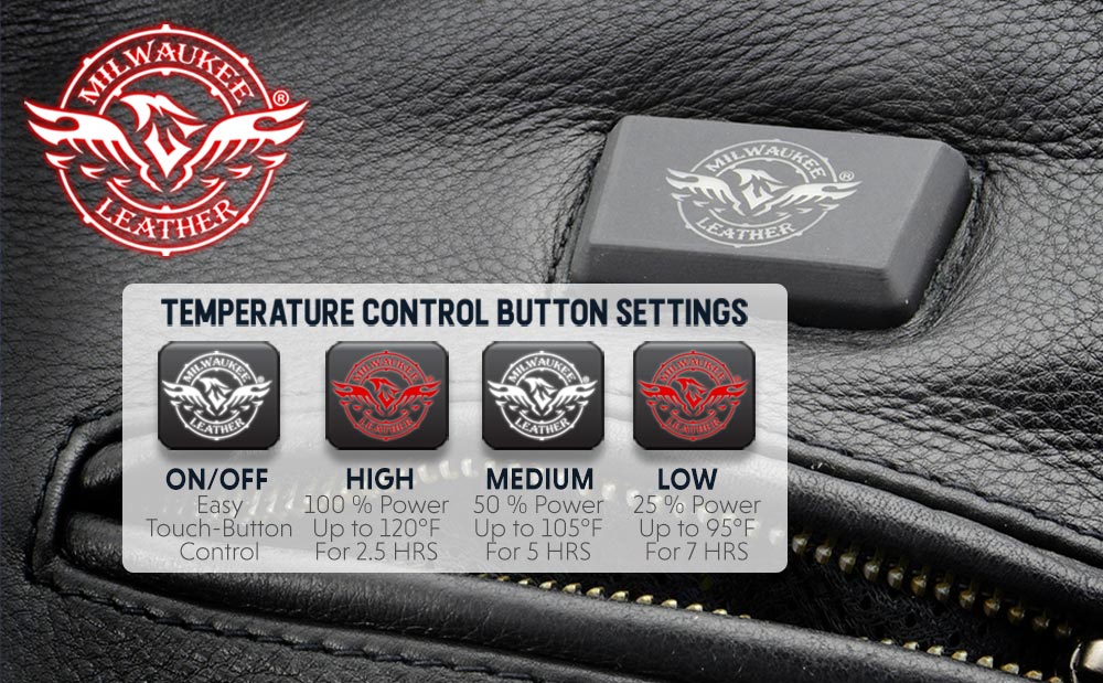 Milwaukee Leather MLM1514SET All Season Black Premium Leather Motorcycle Riders Jacket w/ Heated and Cool-Tec Technology - Image 7