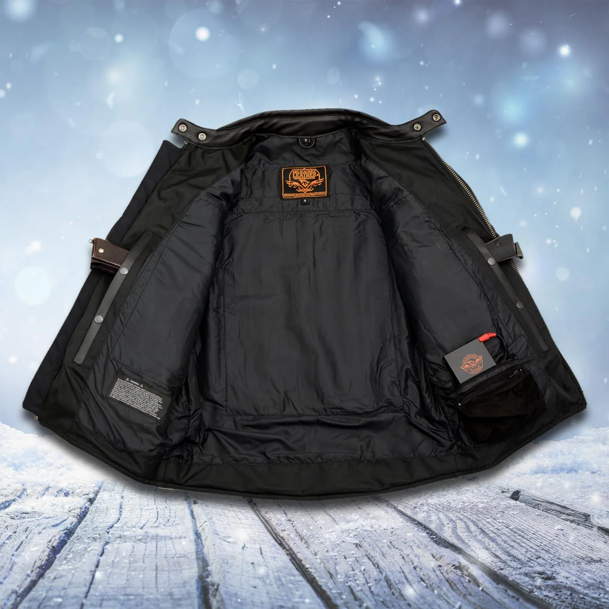 Milwaukee Leather MLM1514SET All Season Black Premium Leather Motorcycle Riders Jacket w/ Heated and Cool-Tec Technology - Image 9