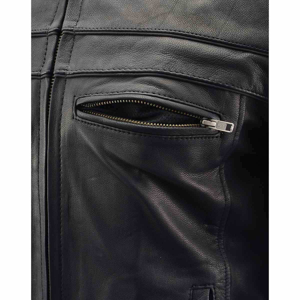 Milwaukee Leather MLM1525 Men's ‘Crossover’ Black Leather Lightweight MC Jacket - Image 13