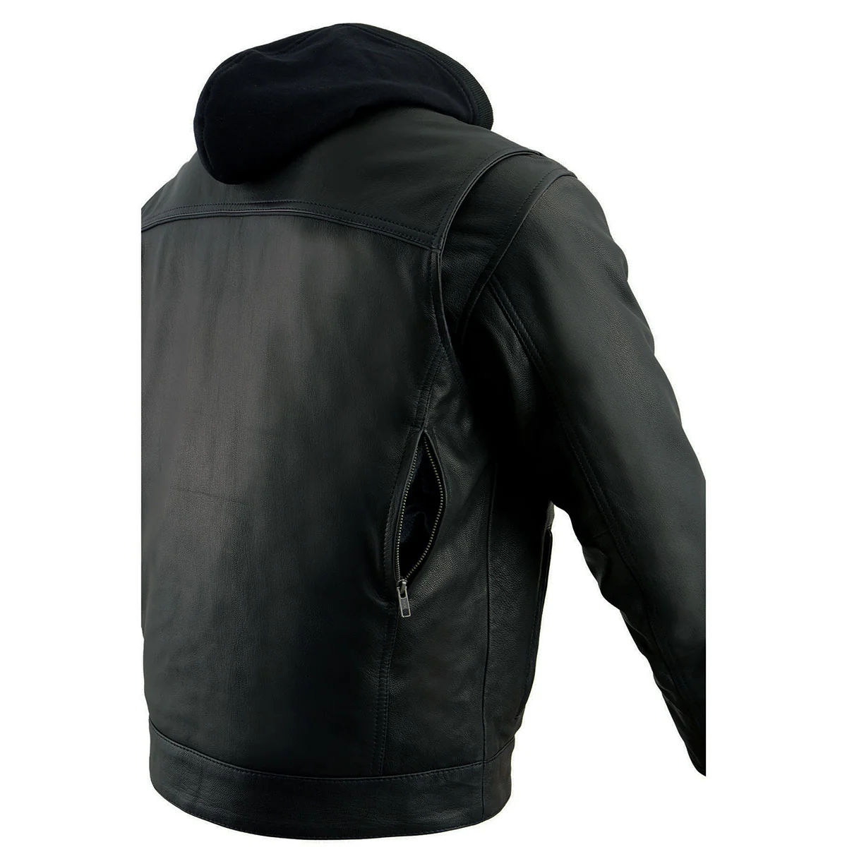 Milwaukee Leather MLM1537 Men's Black Leather ‘Utility Pocket’ Vented Jacket with Removable Hoodie - Image 10