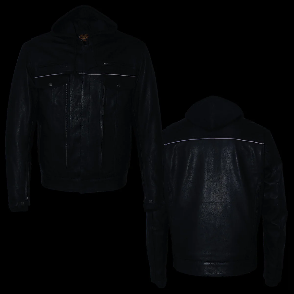 Milwaukee Leather MLM1537 Men's Black Leather ‘Utility Pocket’ Vented Jacket with Removable Hoodie - Image 4
