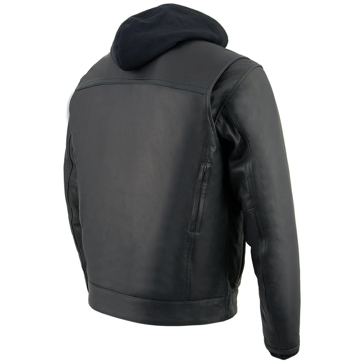 Milwaukee Leather MLM1537 Men's Black Leather ‘Utility Pocket’ Vented Jacket with Removable Hoodie - Image 8
