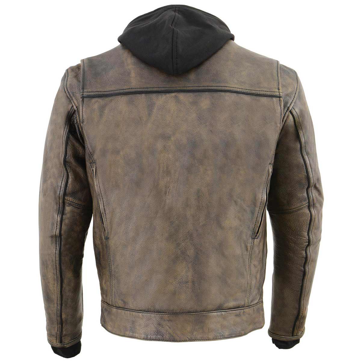 Milwaukee Leather MLM1538 Men's Distressed Brown Leather ‘Utility Pocket’ Vented Jacket with Removable Hoodie - Image 2