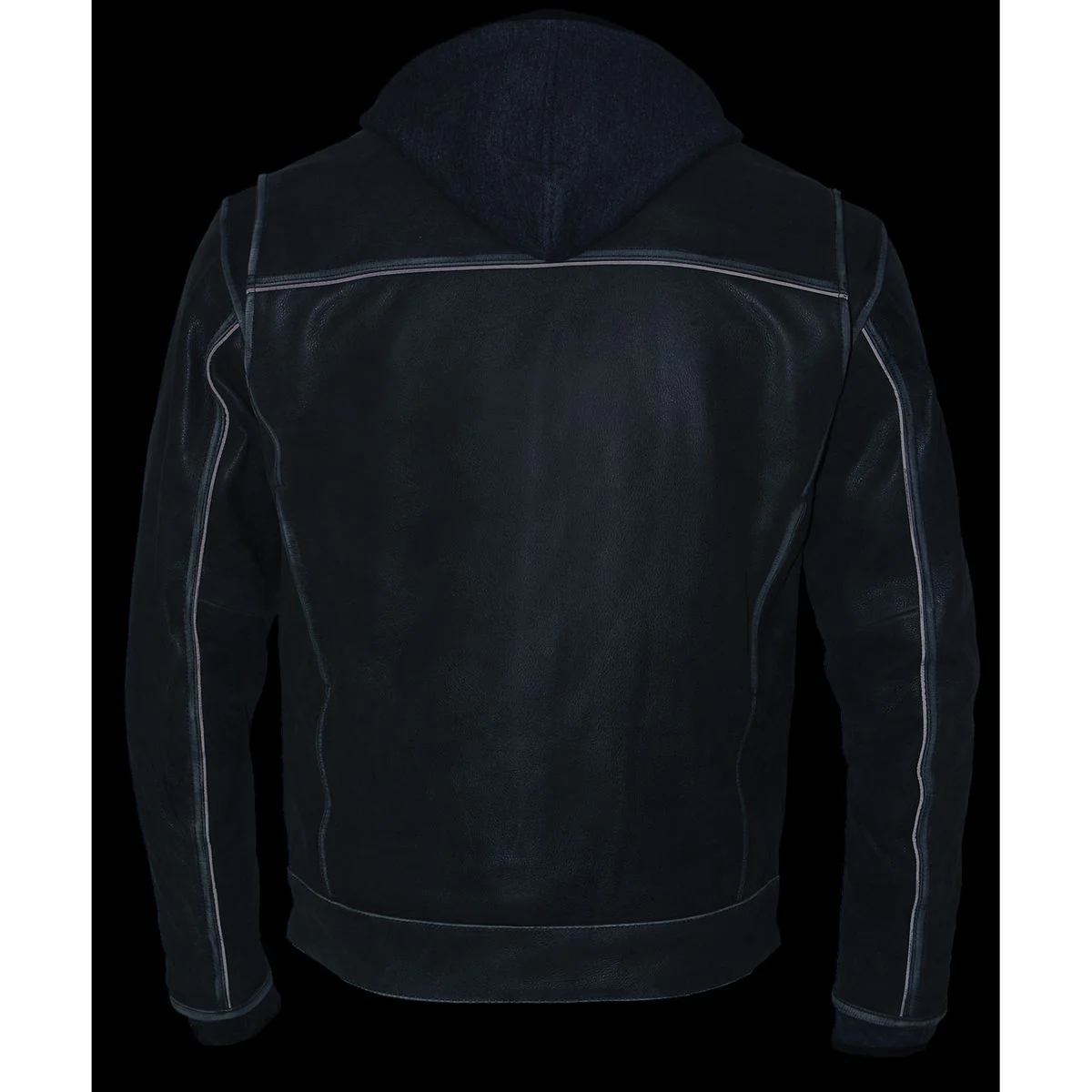 Milwaukee Leather MLM1539 Men's Distressed Grey Leather ‘Utility Pocket’ Vented Jacket with Removable Hoodie - Image 8