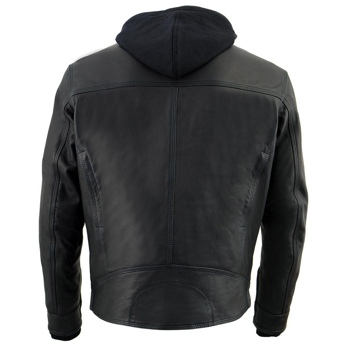 Milwaukee Leather MLM1552 Men's Black Leather ‘Utility Pocket’ Vented Scooter Style Motorcycle Jacket w/ Hoodie - Image 2