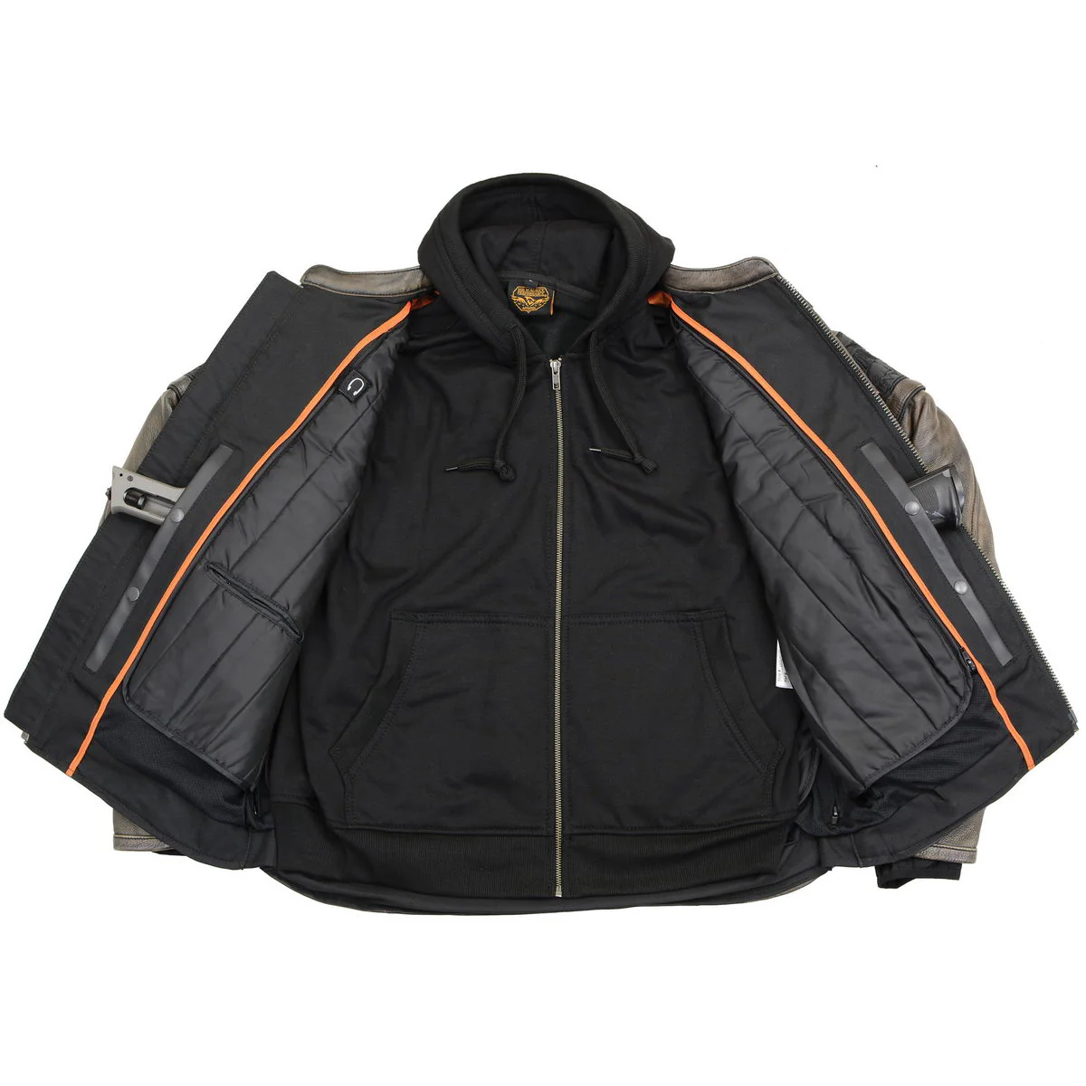 Milwaukee Leather MLM1561 Men's Distressed Brown Leather Jacket with Reflective Skulls - Image 4