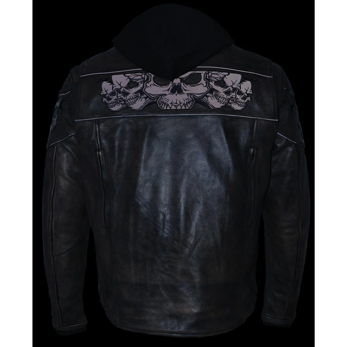 Milwaukee Leather MLM1561 Men's Distressed Brown Leather Jacket with Reflective Skulls - Image 6