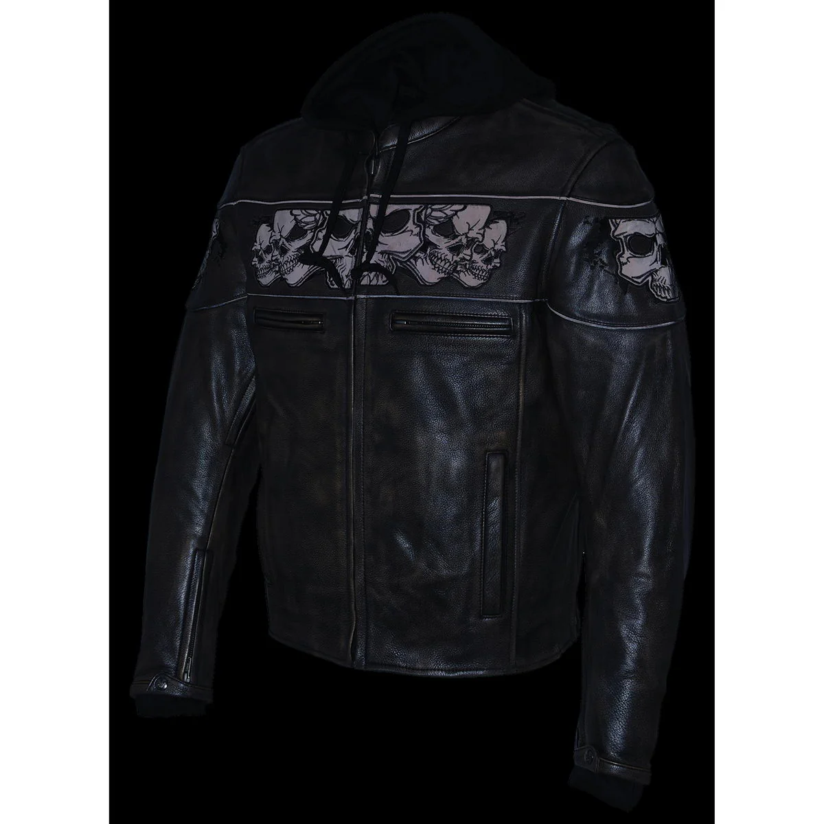 Milwaukee Leather MLM1561 Men's Distressed Brown Leather Jacket with Reflective Skulls - Image 8