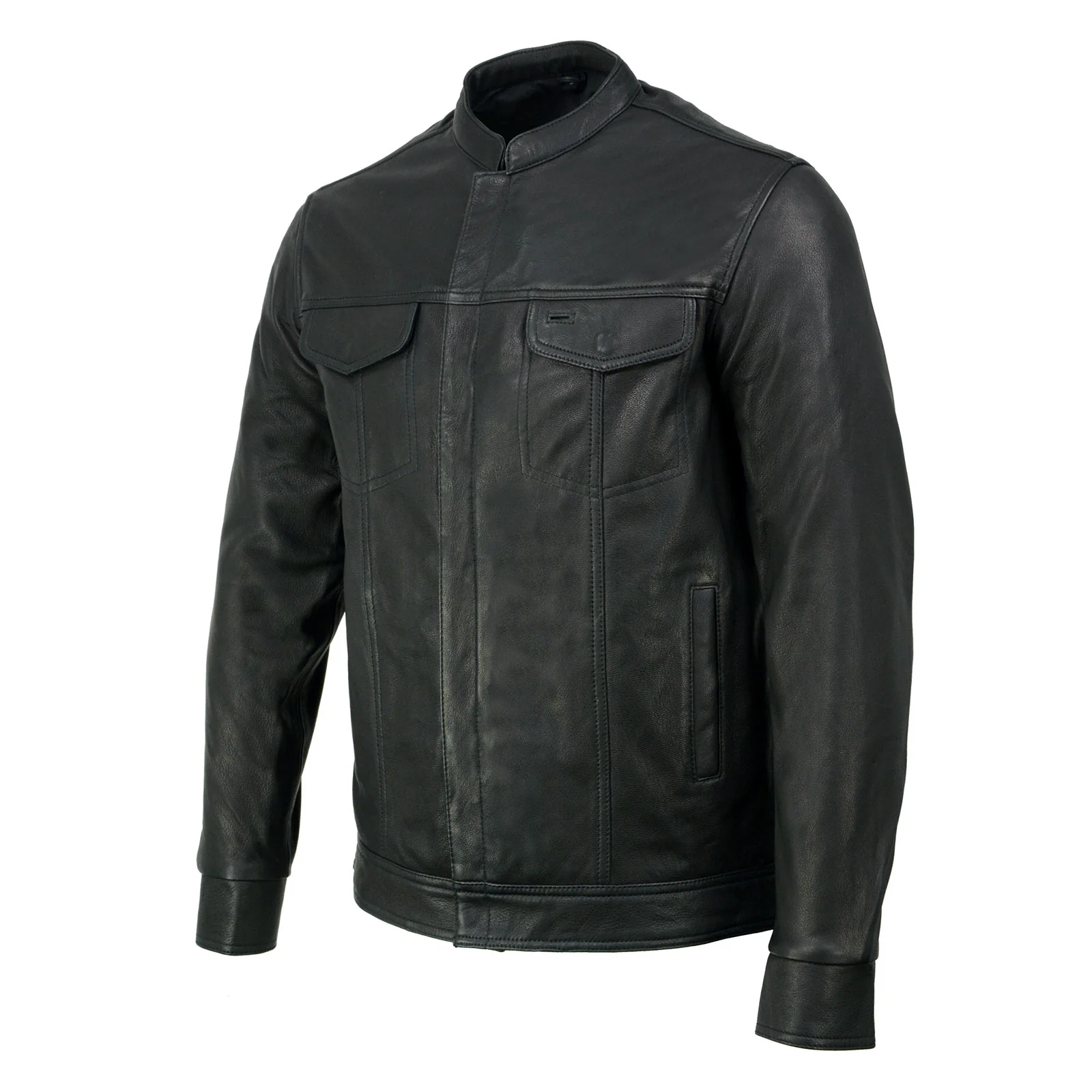 Milwaukee Leather MLM1604 Men's Stand-Up Collar Black Casual Biker Goat Skin Leather Shirt with Dual Closure - Image 12