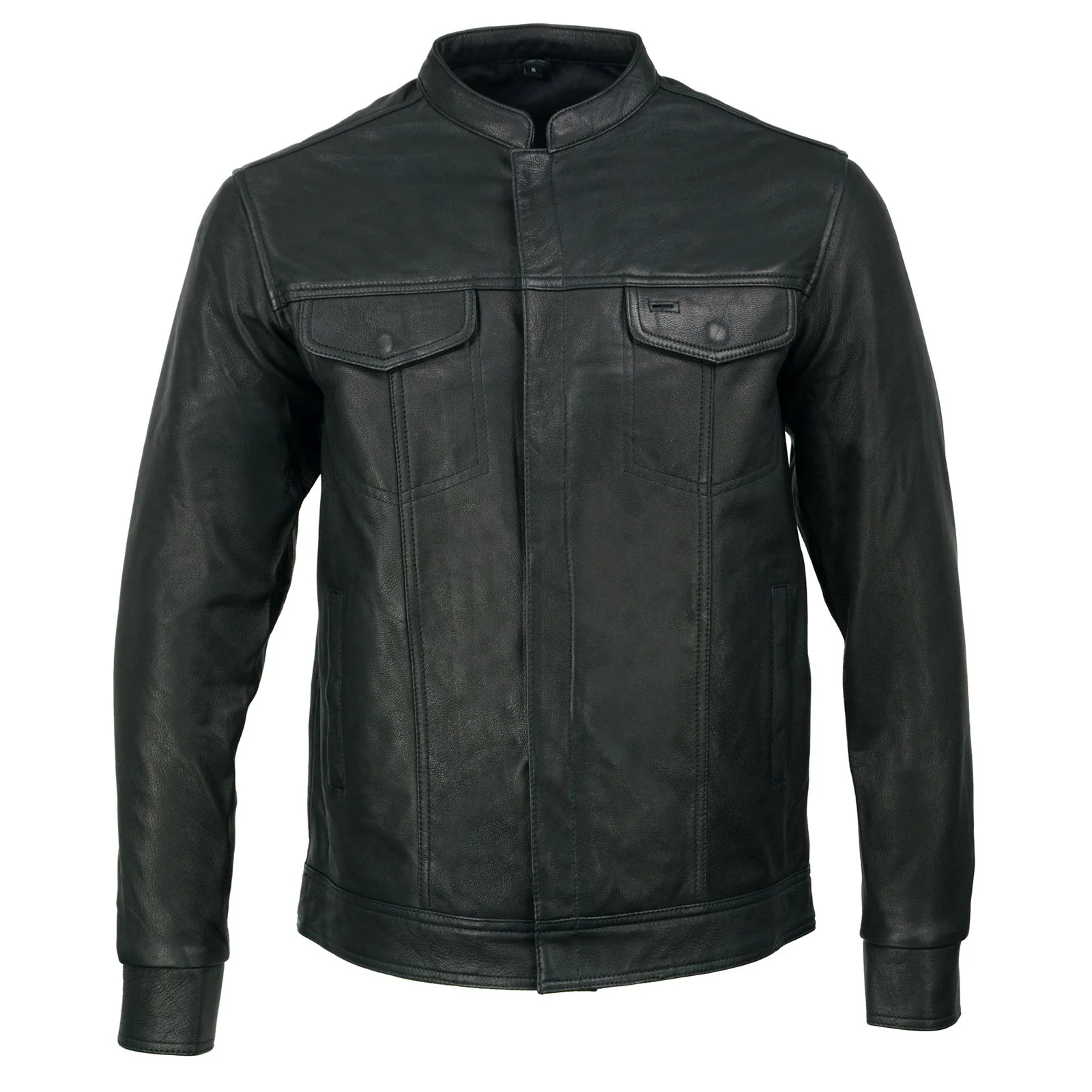 Milwaukee Leather MLM1604 Men's Stand-Up Collar Black Casual Biker Goat Skin Leather Shirt with Dual Closure - Image 13