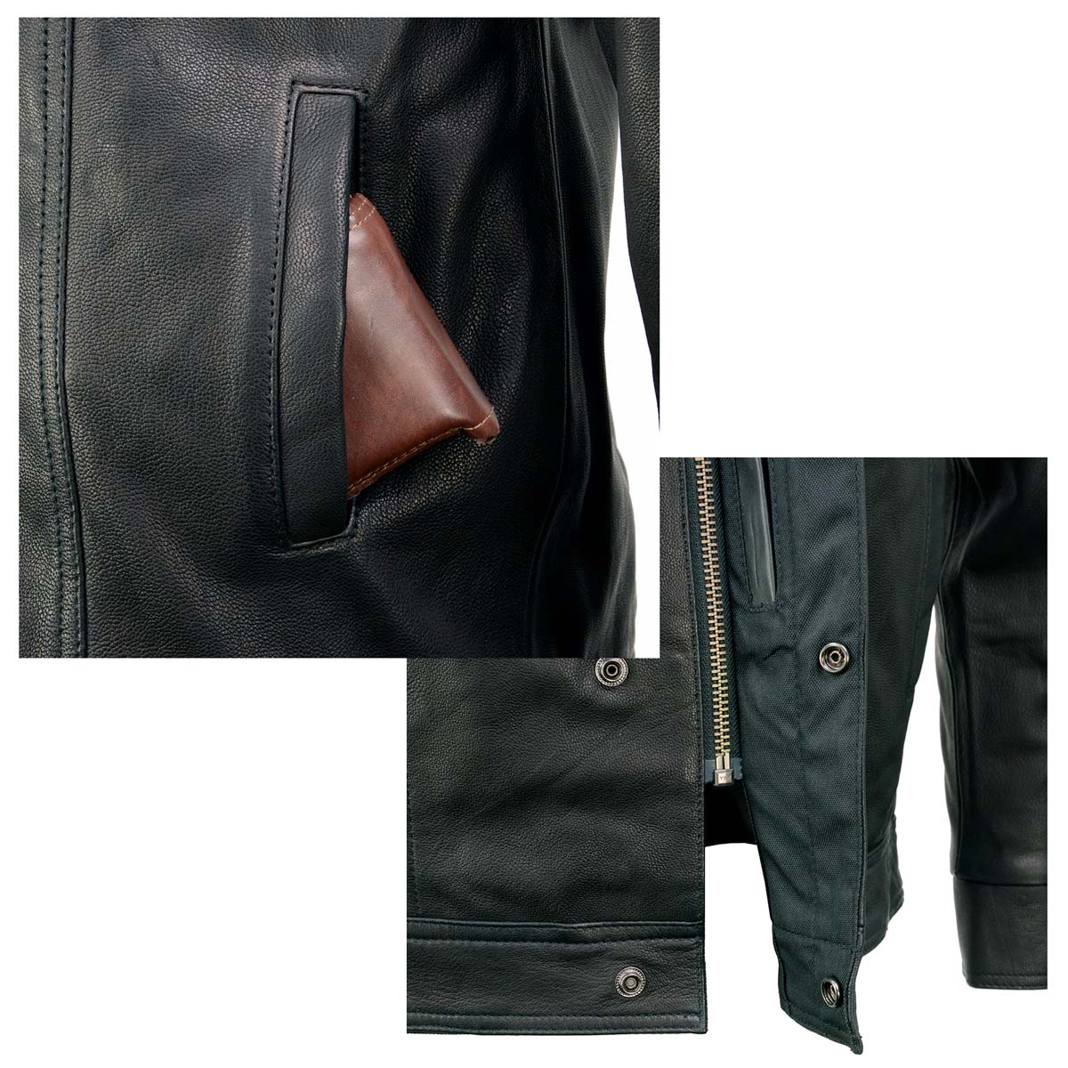 Milwaukee Leather MLM1604 Men's Stand-Up Collar Black Casual Biker Goat Skin Leather Shirt with Dual Closure - Image 8