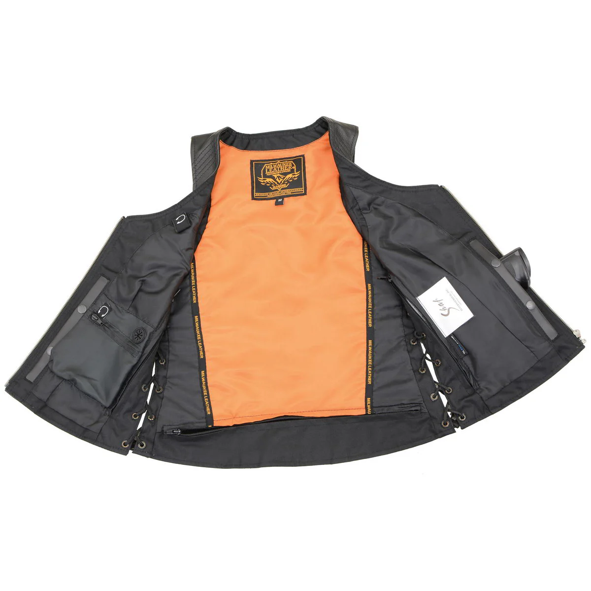 Milwaukee Leather MLL4532 Women's Side Laced Premium Black Leather Motorcycle Rider Vest w/ Cool-Tec Leather Treatement - Image 5