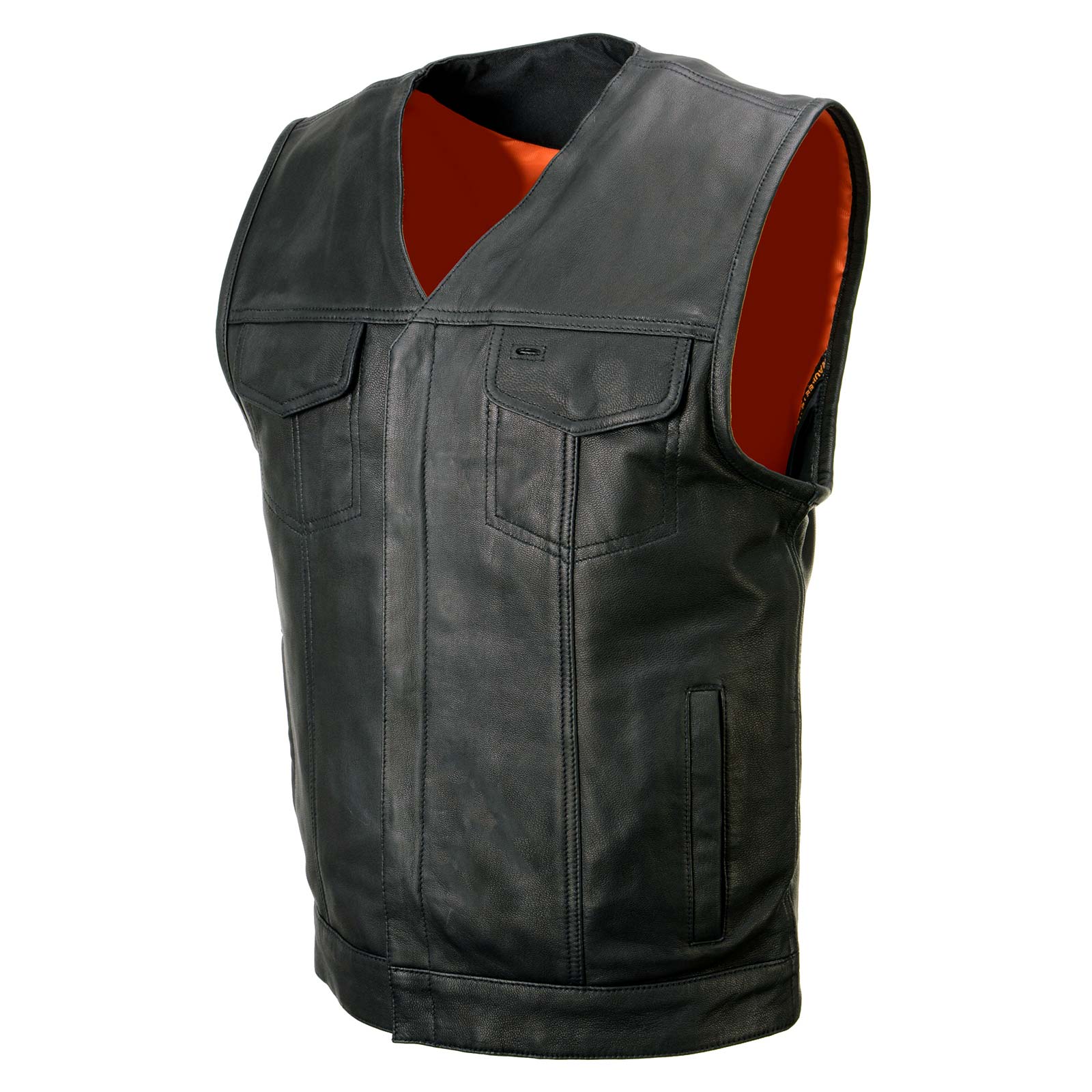 Milwaukee Leather MLM3503 Men's Pursuit Black Premium Goat Leather V Neck Club Style Motorcycle Rider Vest - Image 10