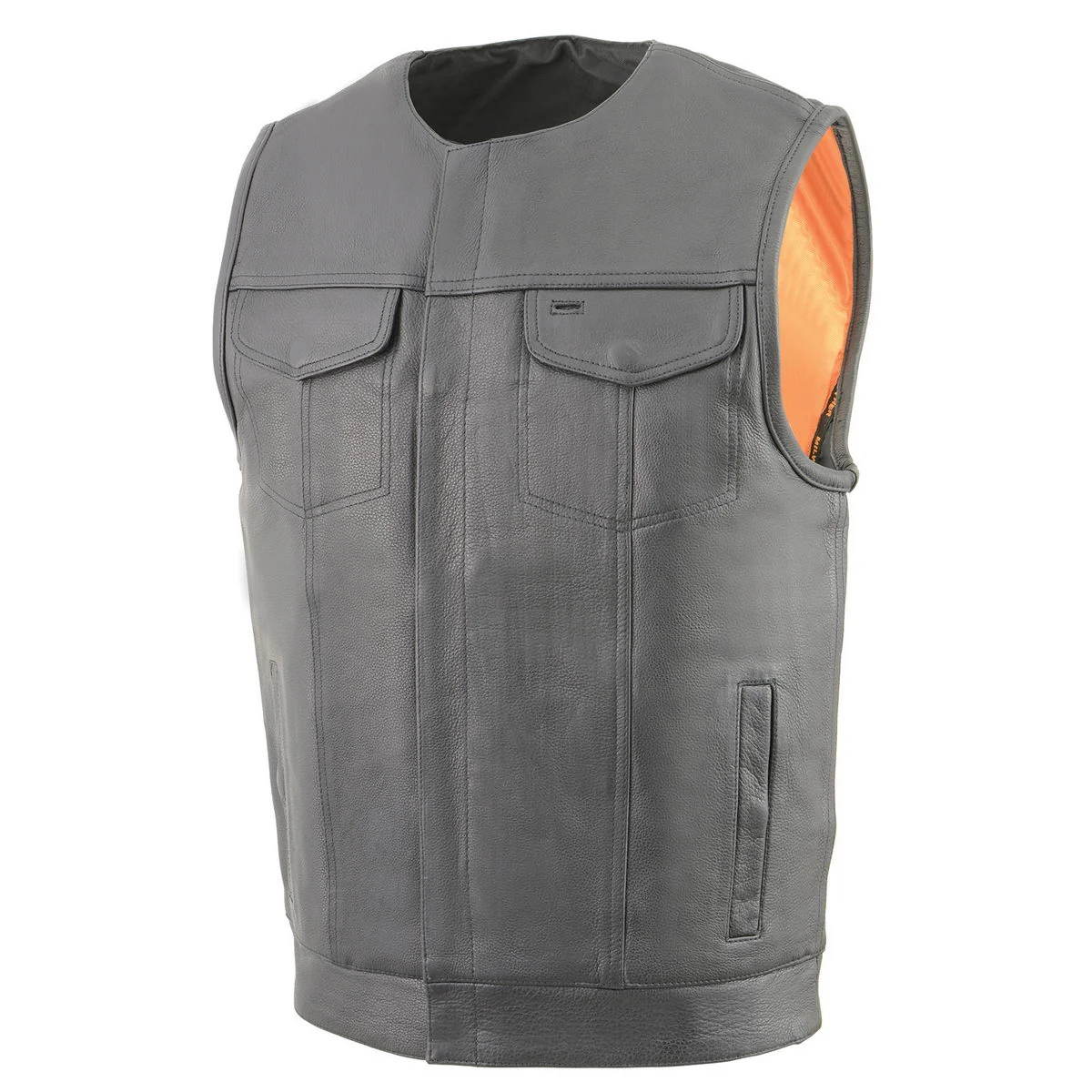 Milwaukee Leather Men's MLM3515 Black Premium Collarless Club Style Motorcycle Vest w/ Cool-Tec Leather Treatment - Image 10