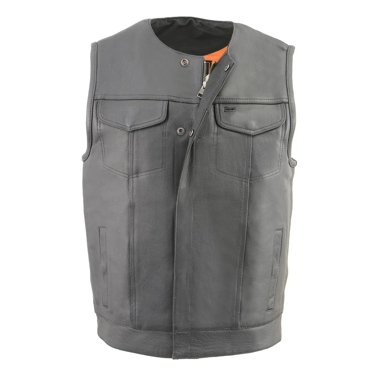 Milwaukee Leather Men's MLM3515 Black Premium Collarless Club Style Motorcycle Vest w/ Cool-Tec Leather Treatment - Image 12