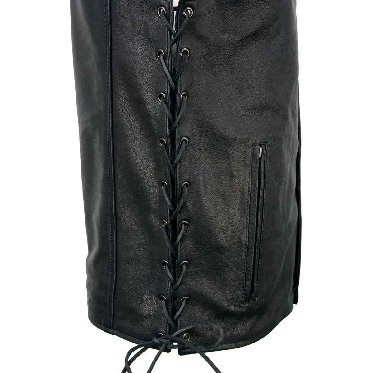 Milwaukee Leather MLM3517 Men's Black Premium Leather Classic V-Neck Side Lace Motorcycle Rider Vest - Image 9