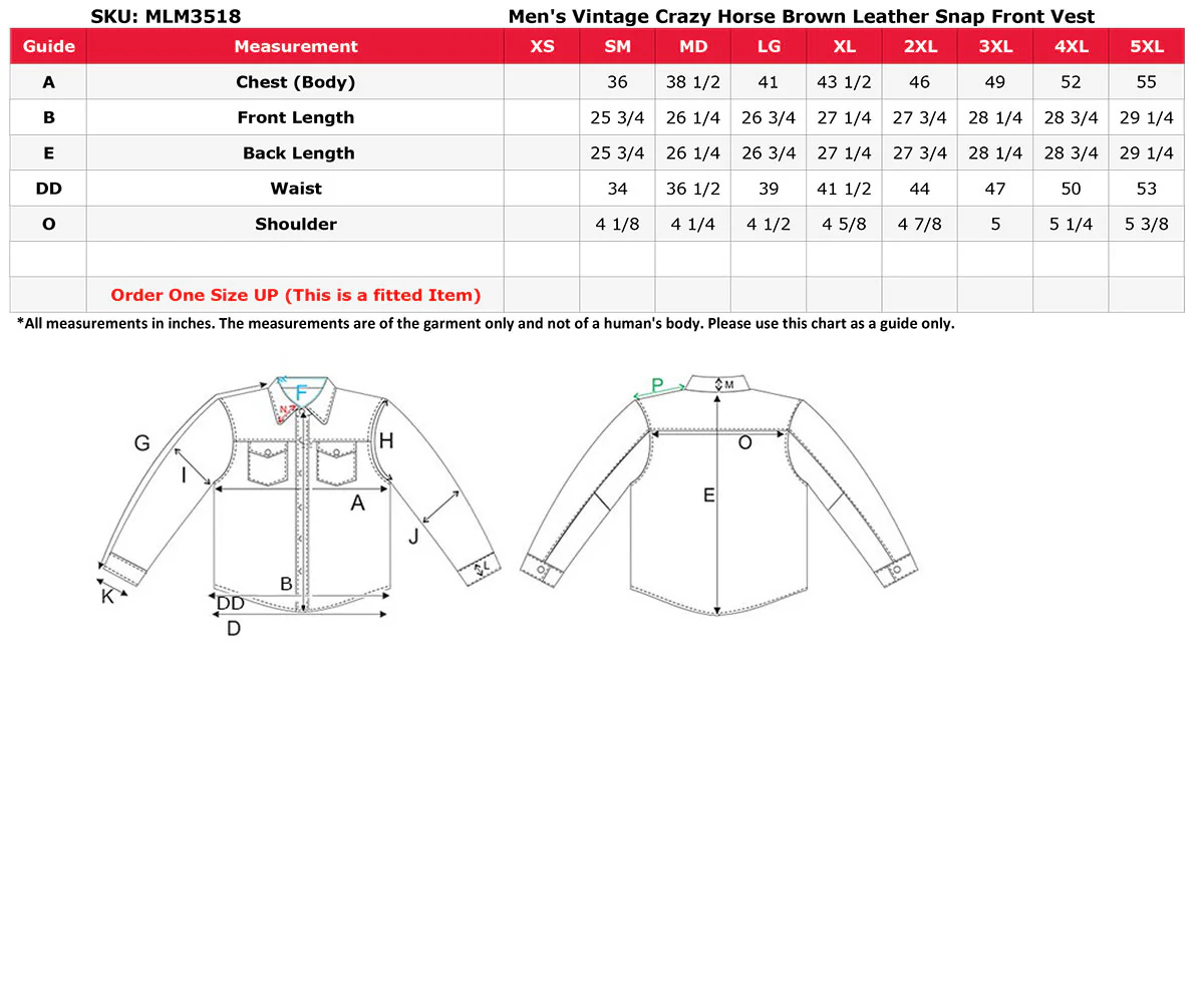 Milwaukee Leather MLM3518 Men's Gambler Snap Front Vintage Crazy Horse Brown Motorcycle Leather Vest - Image 3