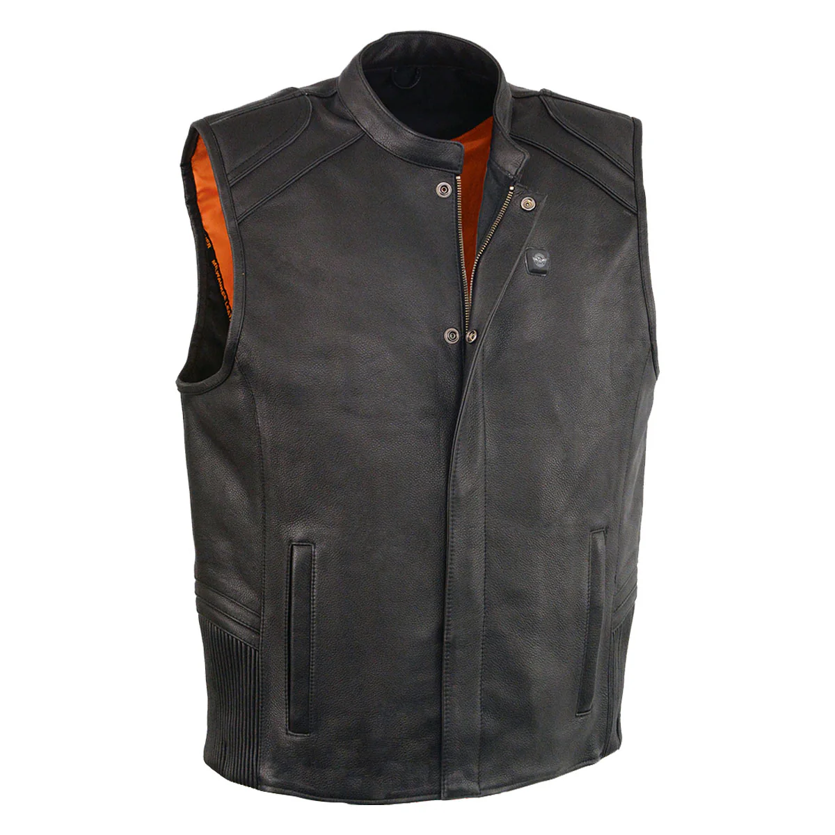 Milwaukee Leather MLM3523SET Men's Black 'Heated' Collarless Moto Leather Vest - for Winter Cold Weather - Image 4