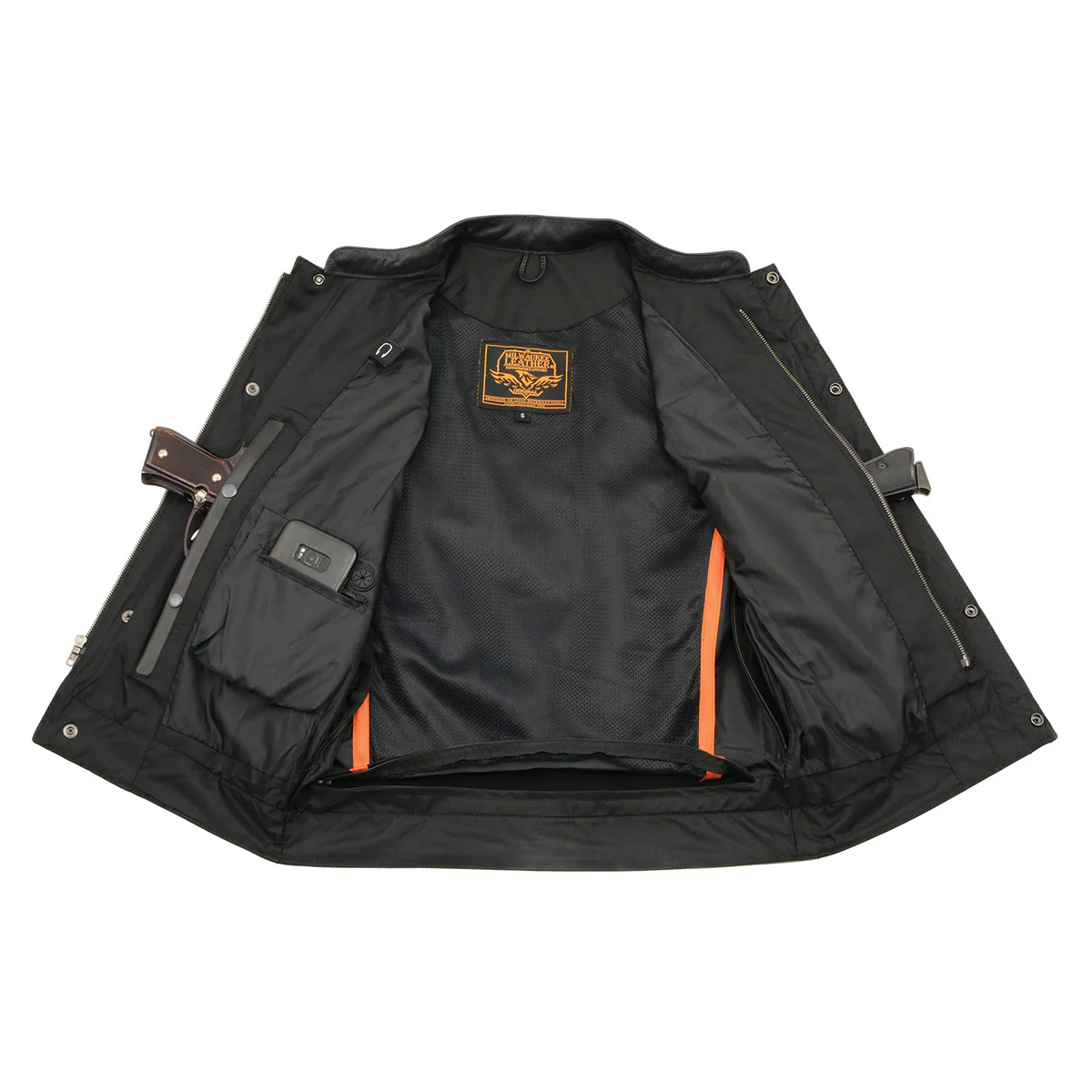 Milwaukee Leather MLM3524SET Men's All Season Black Premium Leather Motorcycle vest w/ Heated and Cool-Tec Technology - Image 10