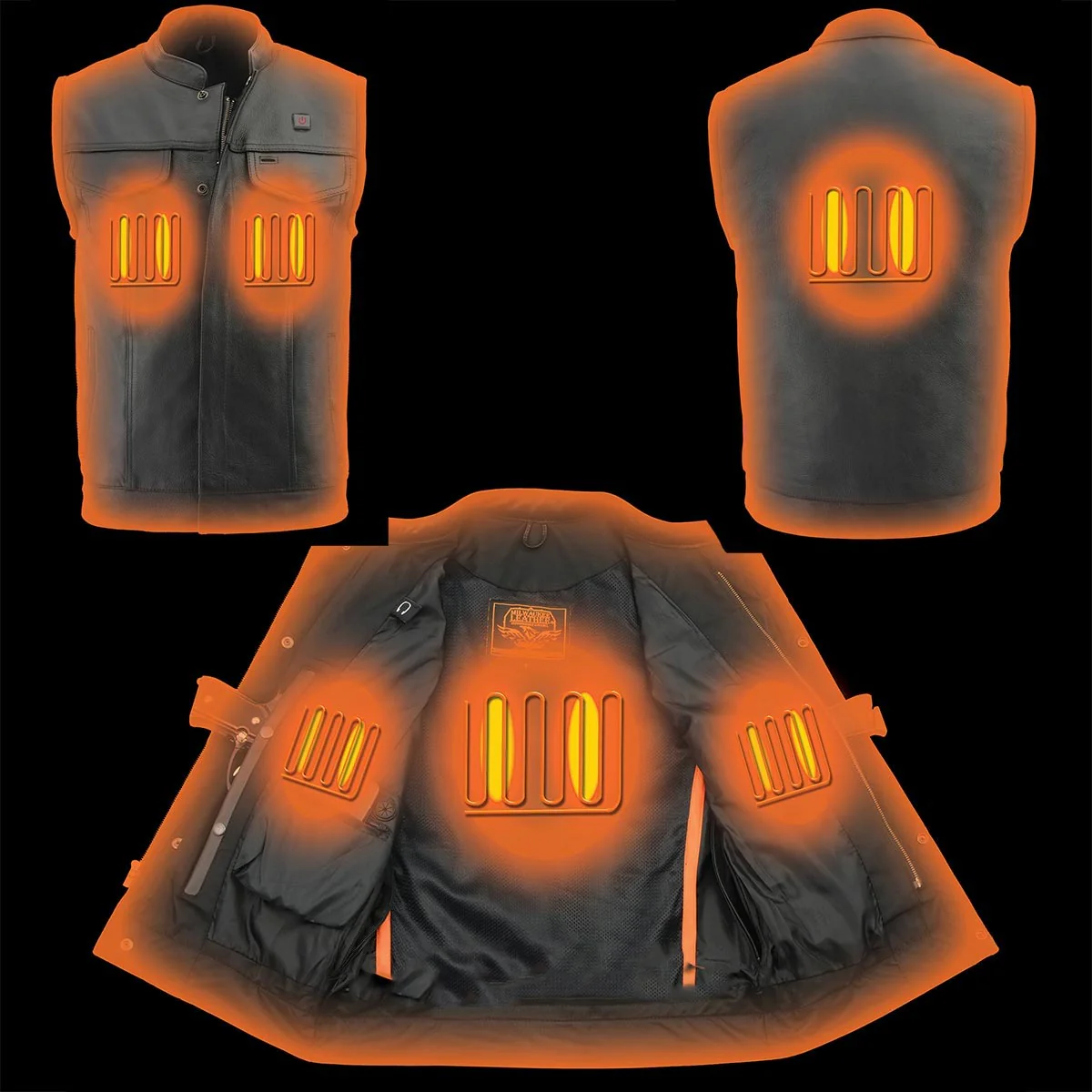 Milwaukee Leather MLM3524SET Men's All Season Black Premium Leather Motorcycle vest w/ Heated and Cool-Tec Technology - Image 6