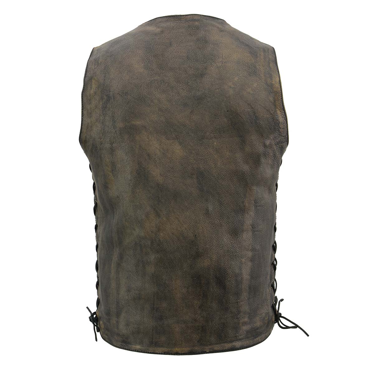 Milwaukee Leather MLM3540 Men's Roulette Distressed Brown 10 Pocket Motorcycle Leather Vest - Image 2