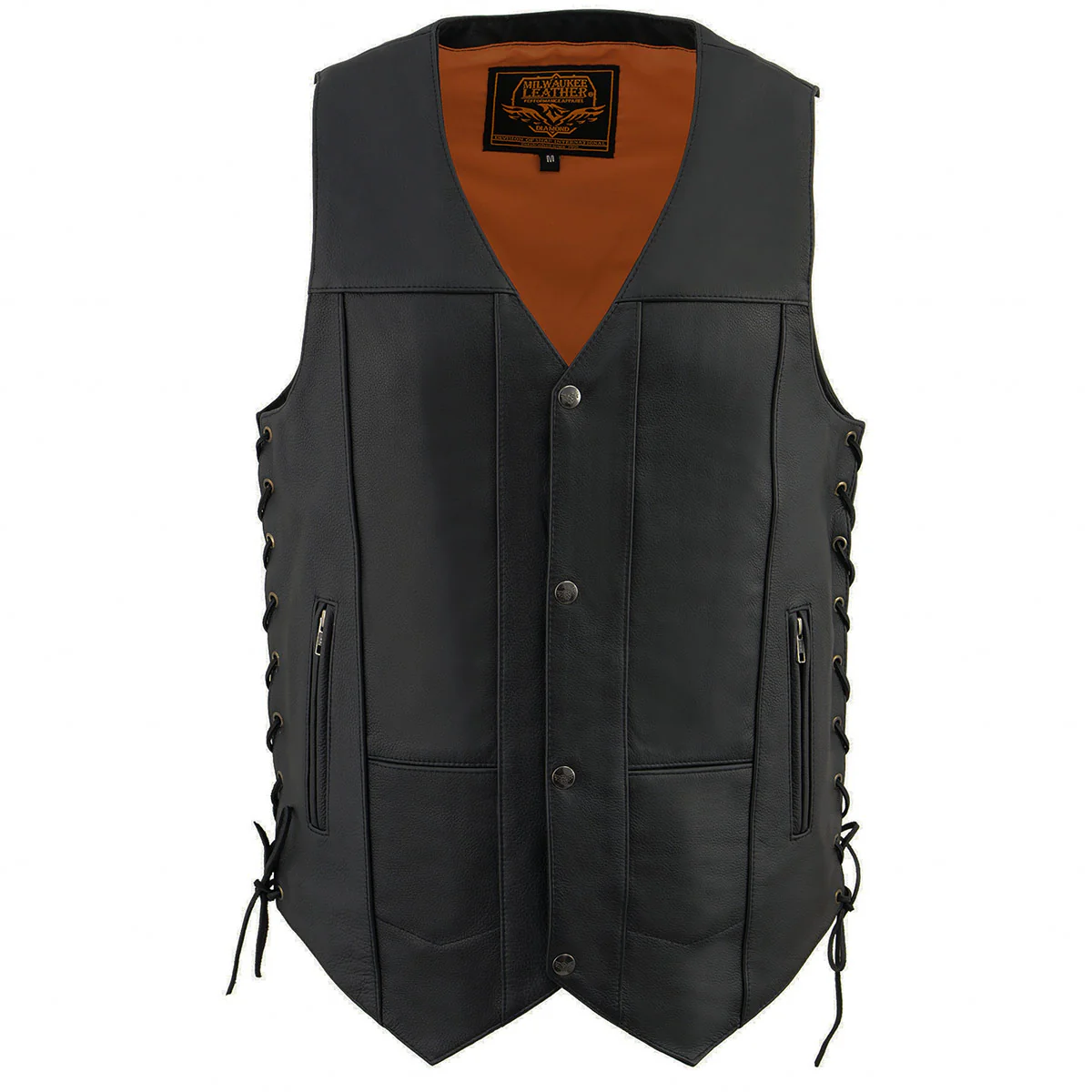 Milwaukee Leather MLM3541 Men's Roulette Black Premium Leather 10 Pocket Motorcycle Vest w/ Cool-Tec Leather Treatment - Image 11
