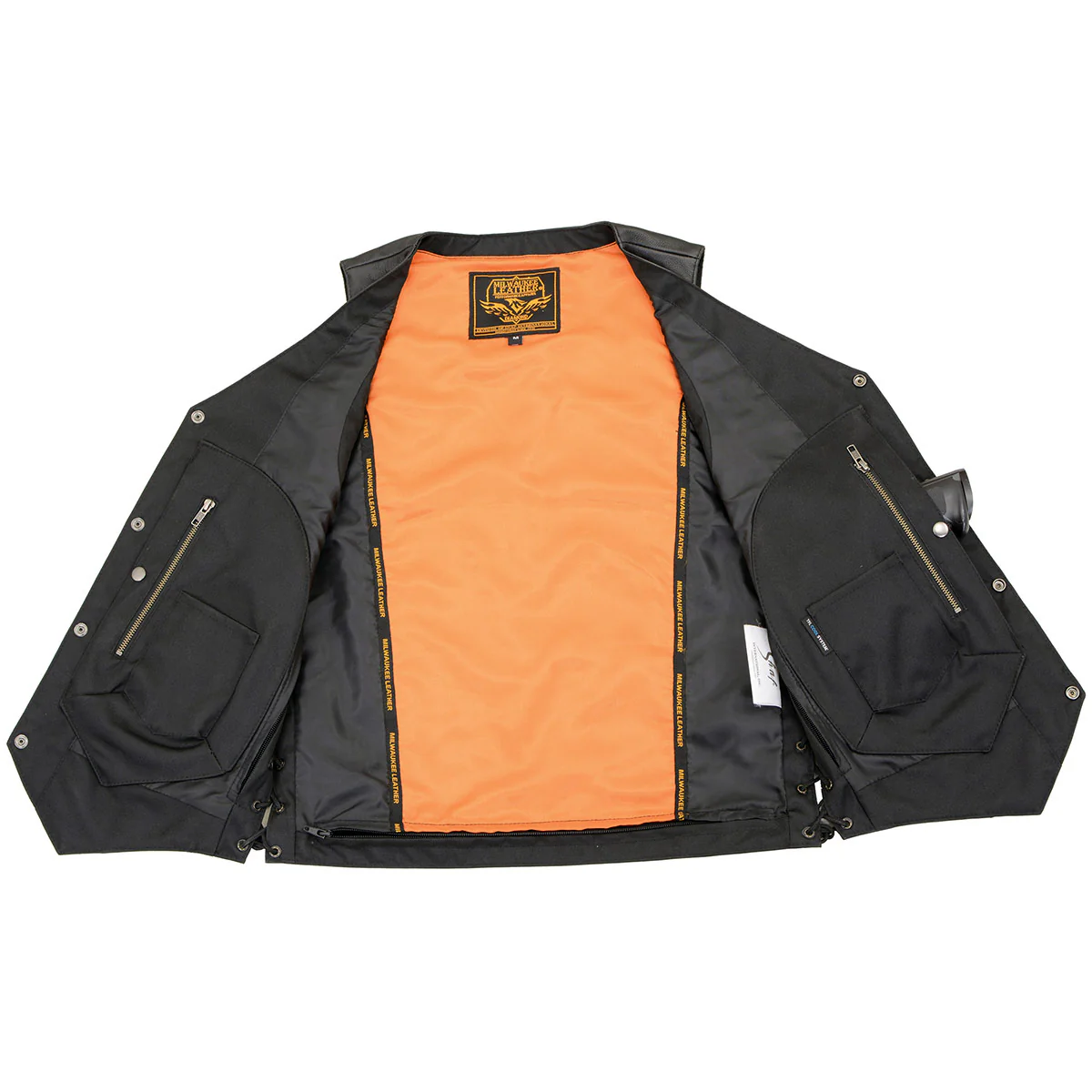 Milwaukee Leather MLM3541 Men's Roulette Black Premium Leather 10 Pocket Motorcycle Vest w/ Cool-Tec Leather Treatment - Image 8