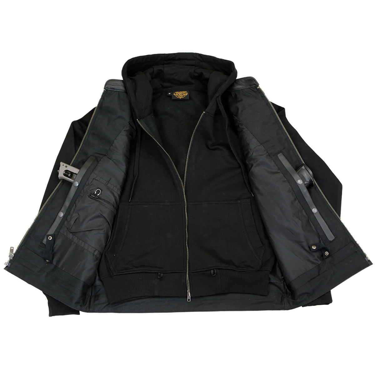 Milwaukee Leather MLM3563 Men's Leather Vest w/ Removeable Hoodie - Black 2 in 1 Reflective Skulls Motorcycle Vest - Image 8