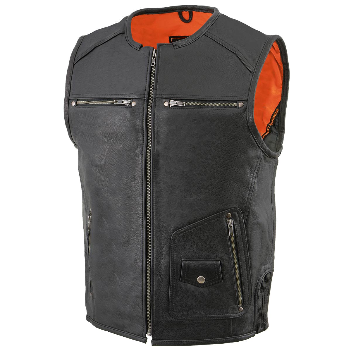 Milwaukee Leather MLM3570 Men's Black Leather Vest with Side Stretch Flex - Image 5