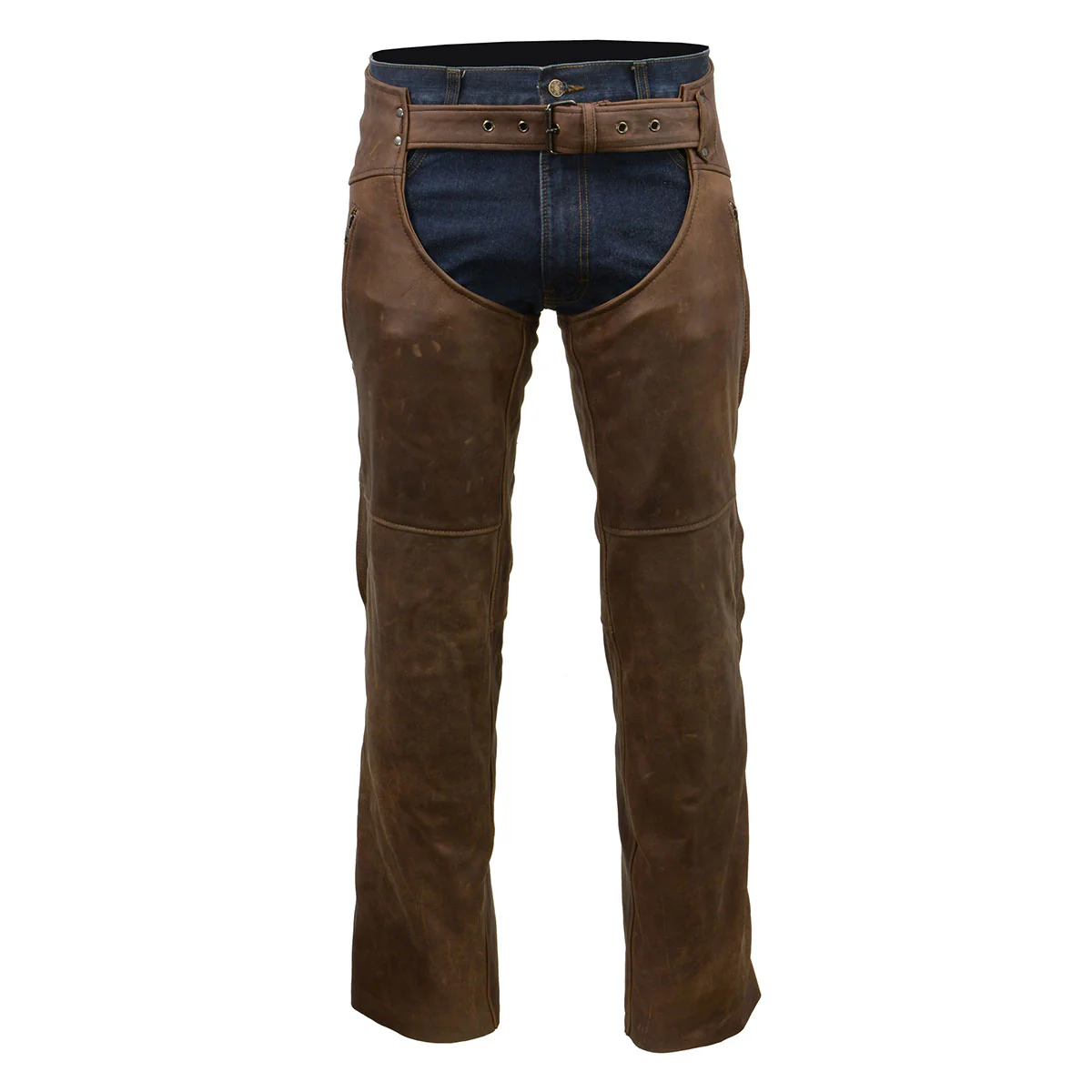 Milwaukee Leather Chaps for Men's Vintage Crazy Horse Brown Leather- Snap Out Thermal Lined Motorcycle Chap MLM5518 - Image 11