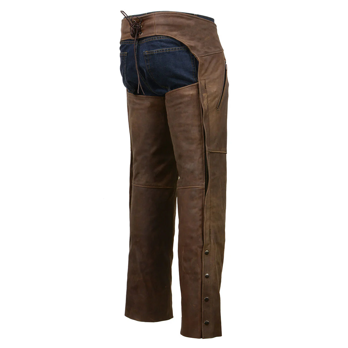 Milwaukee Leather Chaps for Men's Vintage Crazy Horse Brown Leather- Snap Out Thermal Lined Motorcycle Chap MLM5518 - Image 19