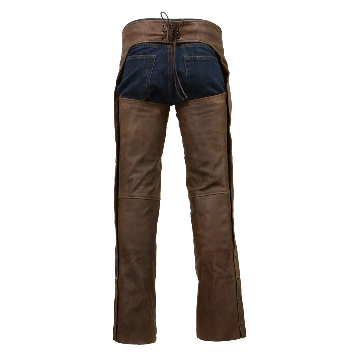 Milwaukee Leather Chaps for Men's Vintage Crazy Horse Brown Leather- Snap Out Thermal Lined Motorcycle Chap MLM5518 - Image 20