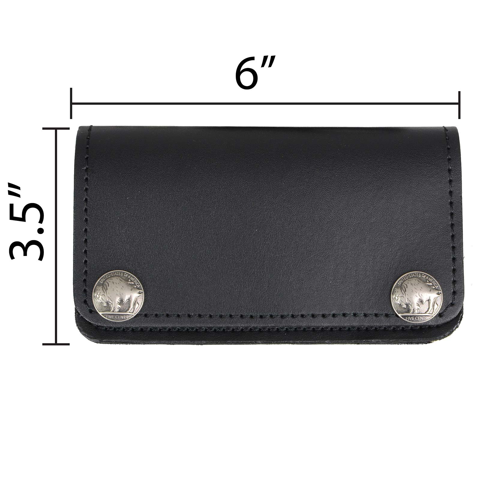 Milwaukee Leather MLW7801 Men's 6” Leather Long Bi-Fold Biker Wallet w/ Anti-Theft Stainless Steel Chain and Buffalo Nickel Snaps - Image 3