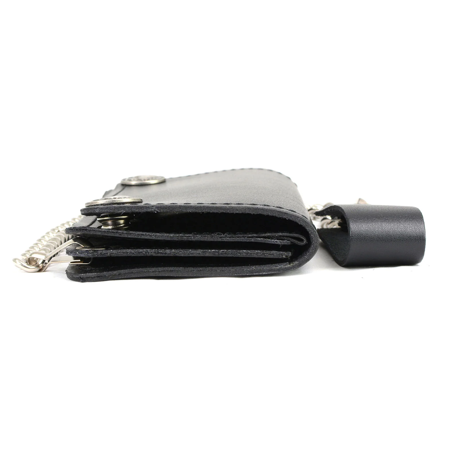 Milwaukee Leather MLW7801 Men's 6” Leather Long Bi-Fold Biker Wallet w/ Anti-Theft Stainless Steel Chain and Buffalo Nickel Snaps - Image 5