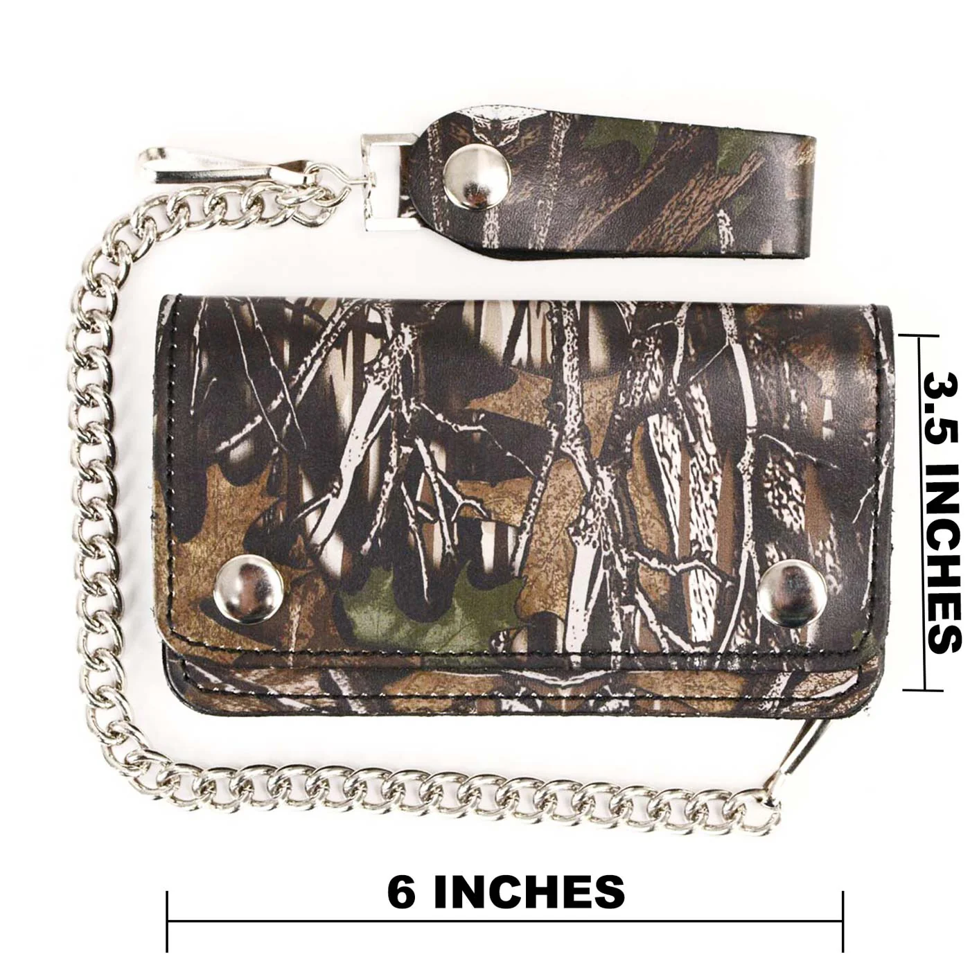 Milwaukee Leather MLW7803 Men's 6” Camouflage Bi-Fold Leather Wallet w/ Anti-Theft Stainless Steel Chain - Image 3